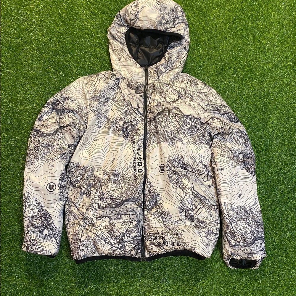 Evisu Kuro reversible down zip up jacket size small